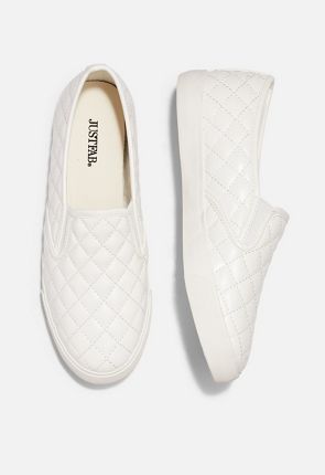 White quilted slip on sneakers Clearance