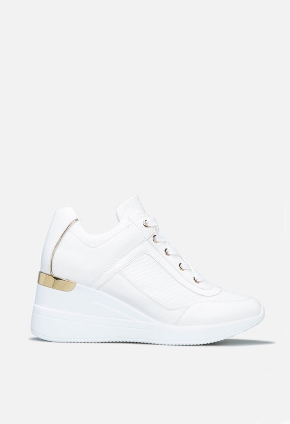 Cara Chunky Wedge Sneaker in White 