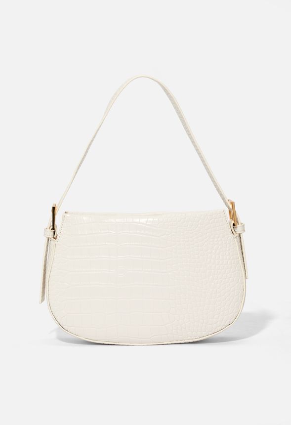 white croc shoulder bag