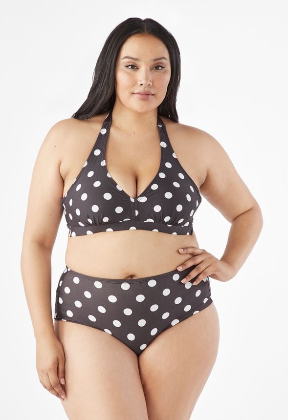 High Waisted Polka Dot Bikini In Black Multi Get Great Deals At Justfab