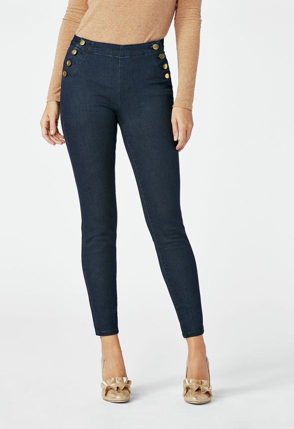 high waisted jeans with buttons on the side
