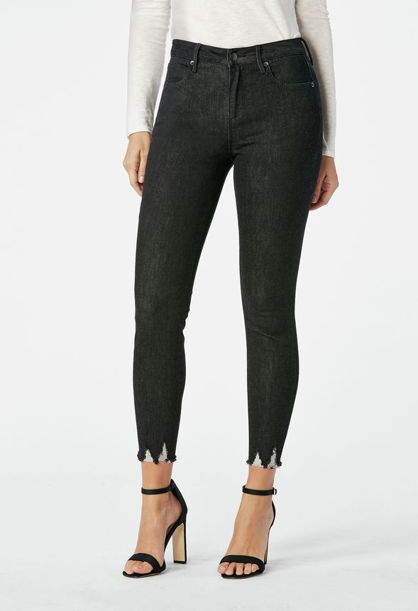 black high waisted ankle grazer jeans