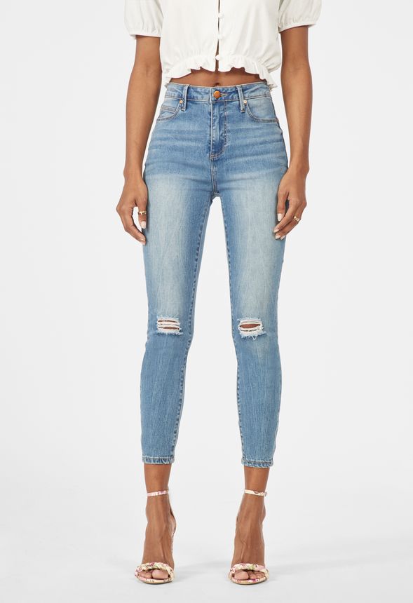 high rise ankle grazer jeans