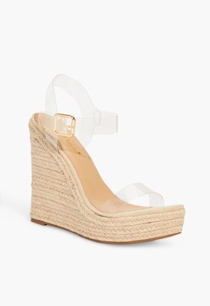 clear strap wedges