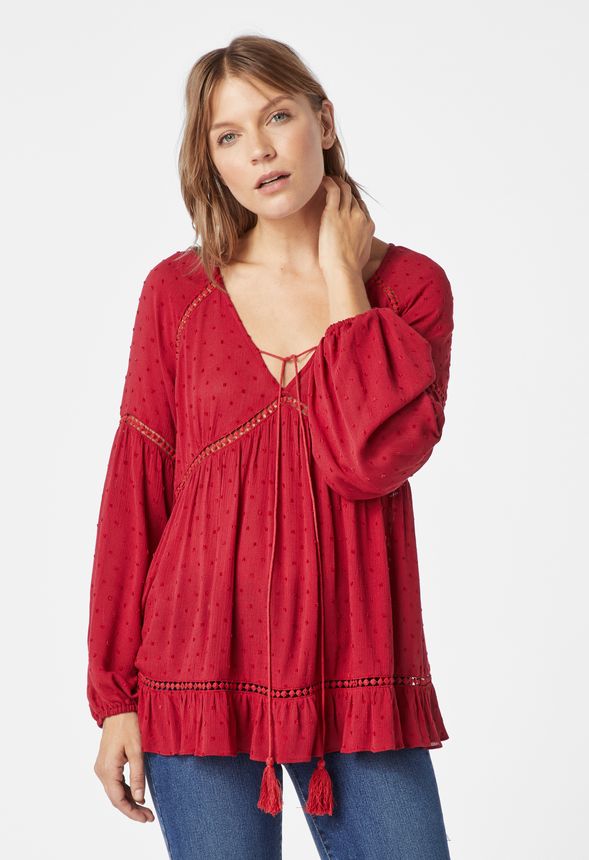 red peasant blouse