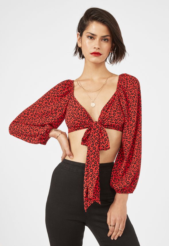 leopard print red top