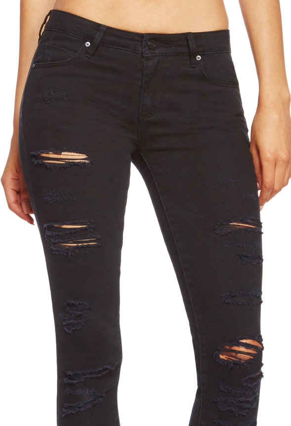 The Super Distressed Skinny in Black - Get great deals at JustFab