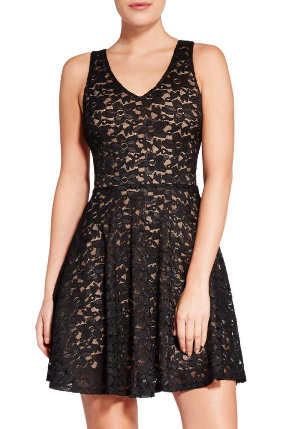 JF Shelby Fit and Flare in black/nude - Get great deals at JustFab