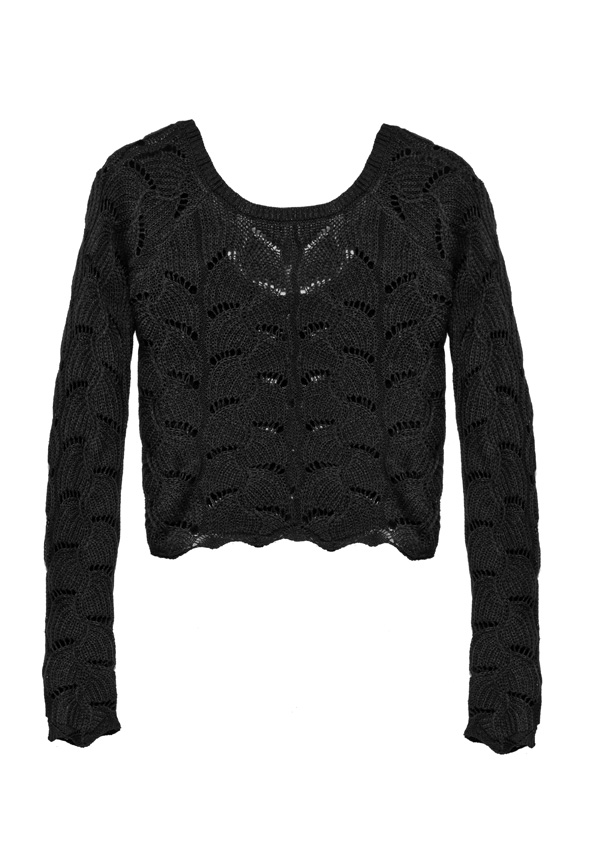 Jana Cropped Knit Sweater in Black - Get great deals at JustFab