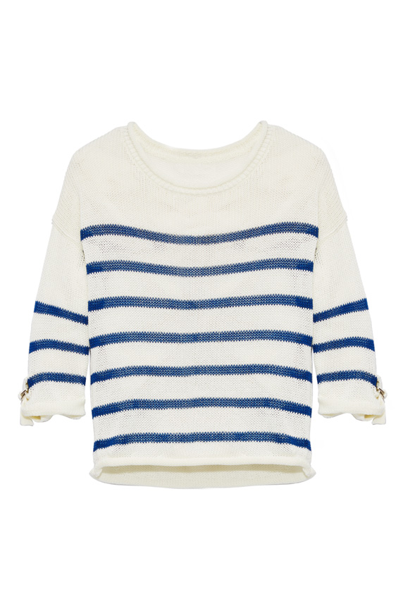 Rayanne Striped Sweater in White/Blue - Get great deals at JustFab