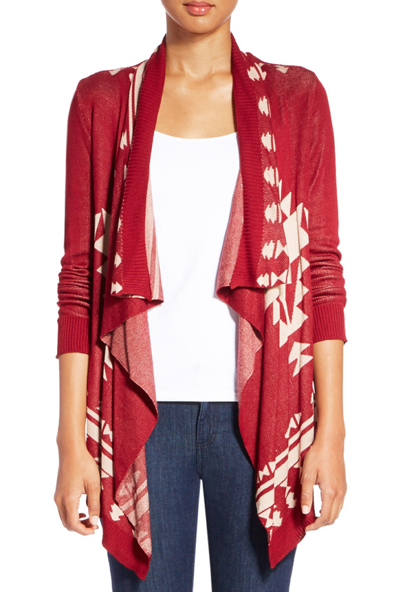 Mallory Draped Cardigan in Burgundy - Get great deals at JustFab