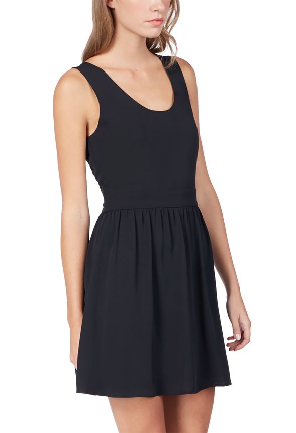 Back Bow-Tie Fit And Flare Dress in Black - Get great deals at JustFab