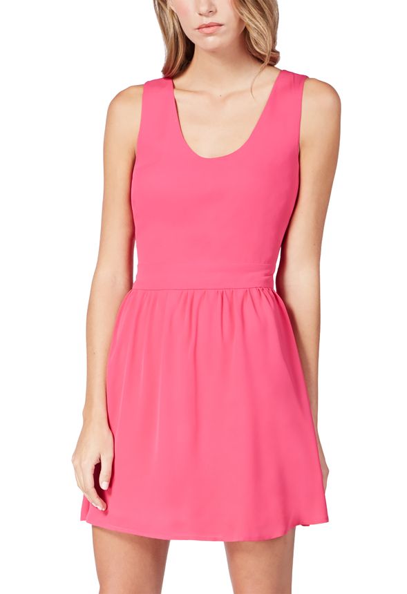 Back Bow-Tie Fit And Flare Dress in BRIGHT FUCHSIA - Get great deals at ...