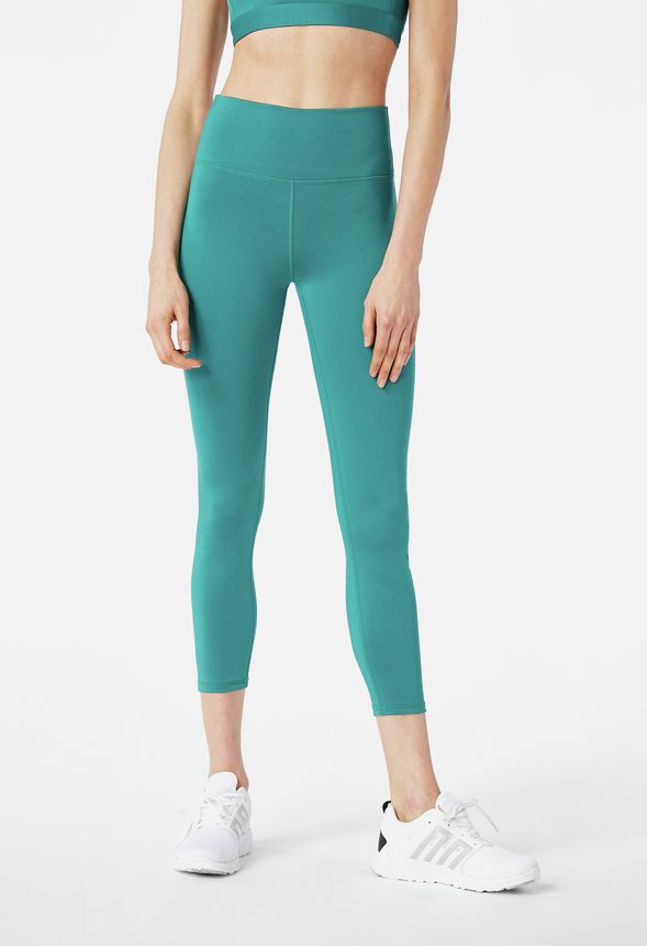 High-Waisted Active Crop Leggings in Teal Green - Get great deals at ...