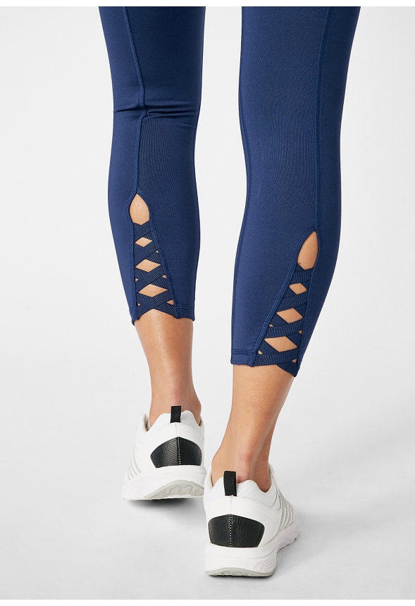 Cropped Back Cutout Active Leggings in Dark Indigo - Get great deals at ...