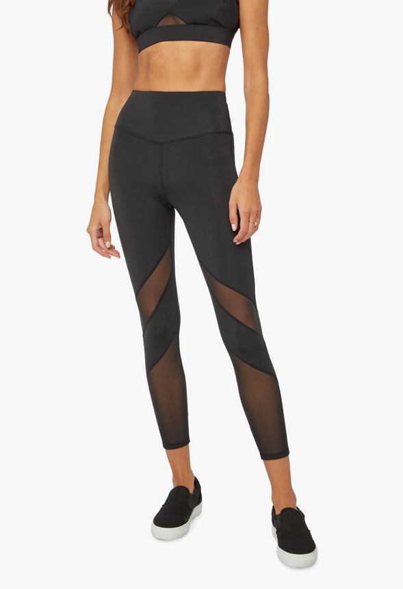 Shape And Sculpt Mesh Blocked 7/8 Active Leggings Plus Size in Black - Get  great deals at JustFab