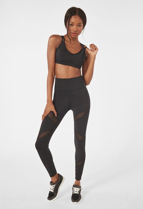 Criss Cross Back Sports Bra in Black - Get great deals at JustFab