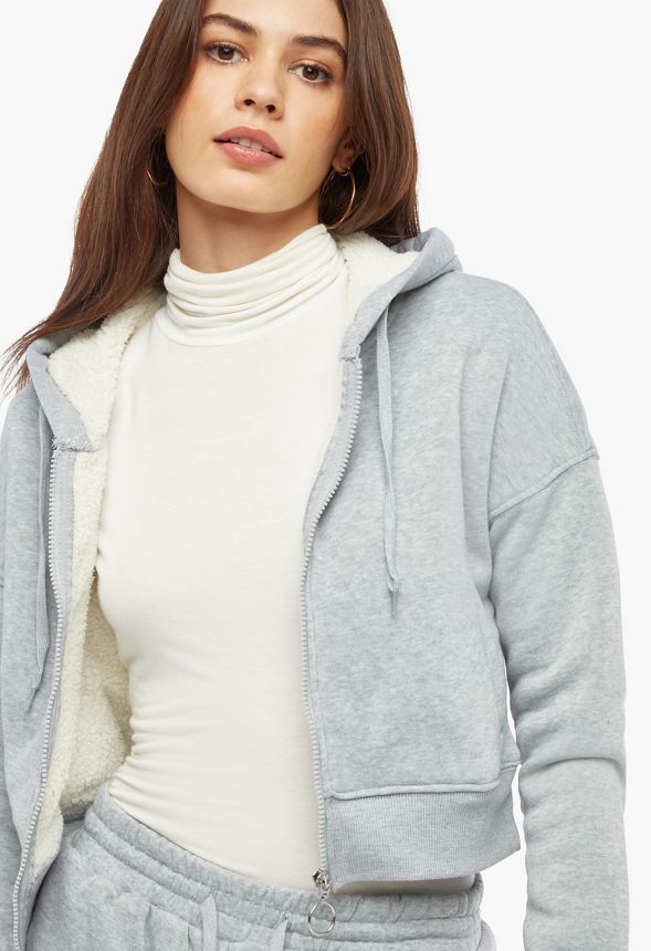 Sherpa Lined Hoodie And Jogger Set Clothing in Heather Grey - Get great ...