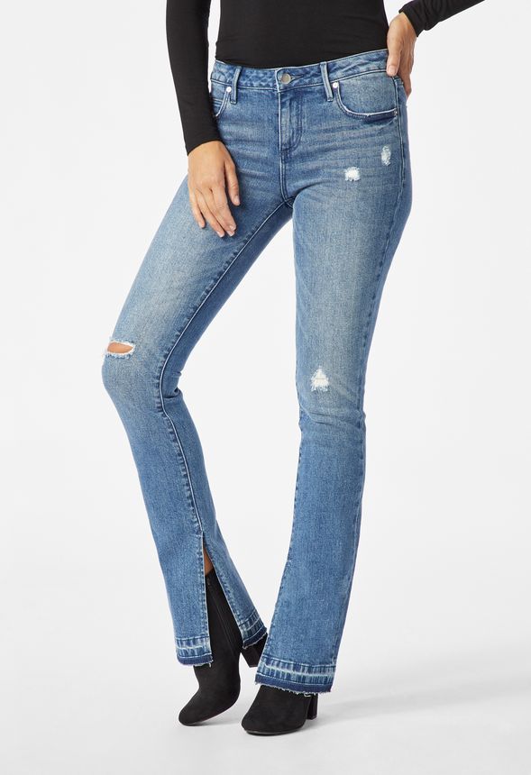 Side Slit Boot Cut Jeans