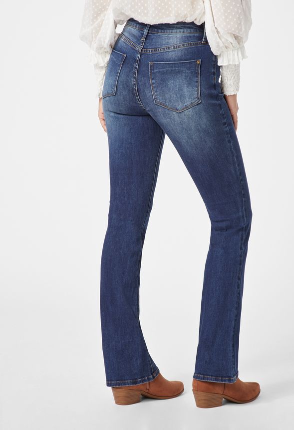 High-Waisted Button Front Boot Cut Jeans