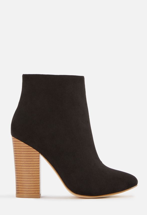 Besha Block Heel Bootie in Black/Natural - Get great deals at JustFab