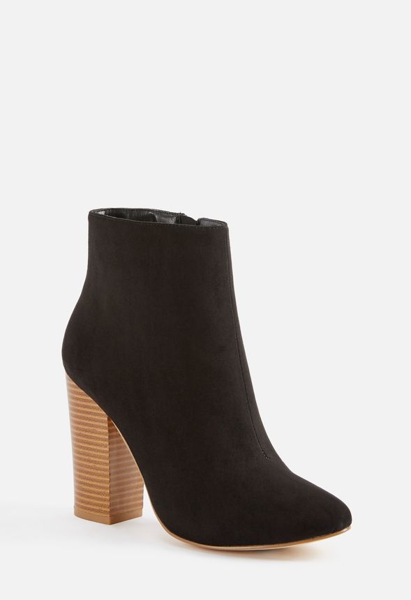 Besha Block Heel Bootie in Black/Natural - Get great deals at JustFab