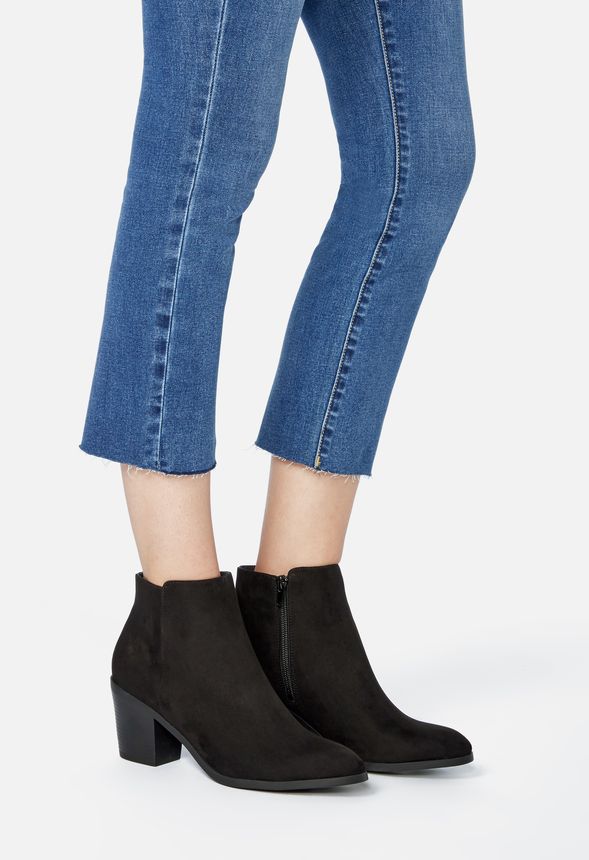 Western Wanderlust Block Heel Bootie in Black - Get great deals at JustFab