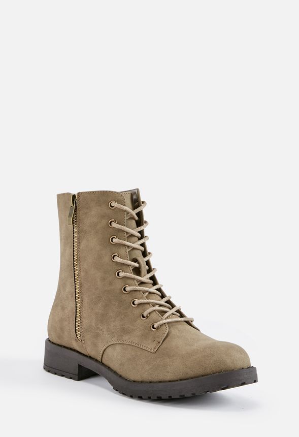 Corrie Lace-Up Boot in Taupe - Get great deals at JustFab