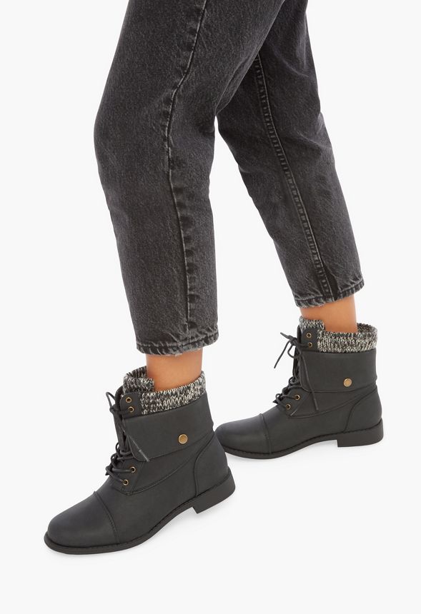 sweater cuff combat boots