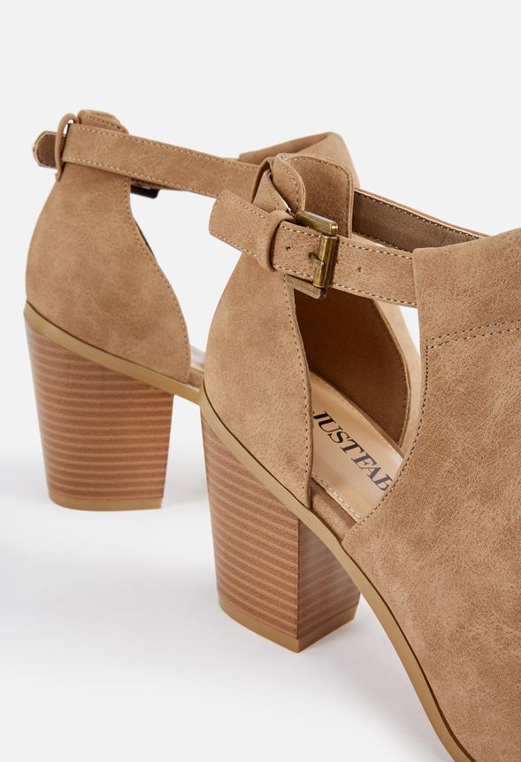 open toe bootie block heel