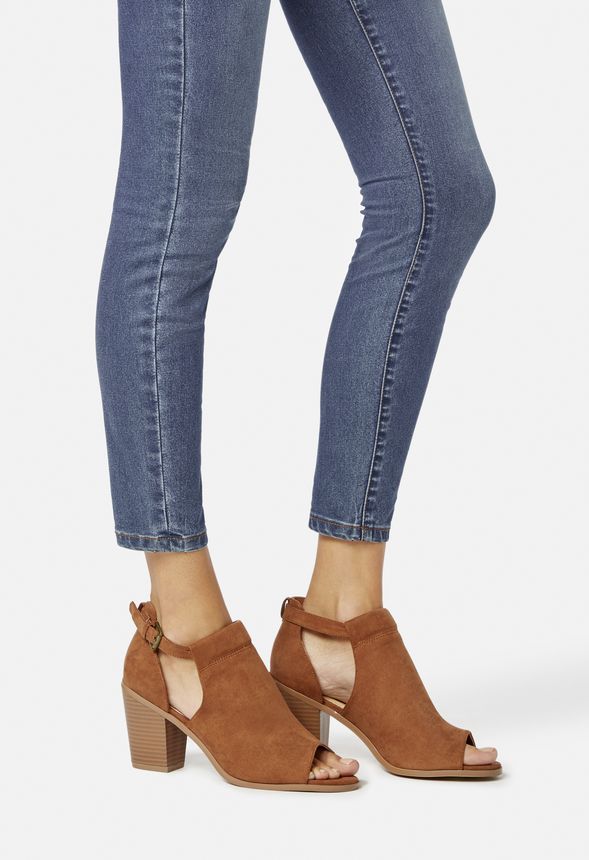 open toe bootie block heel