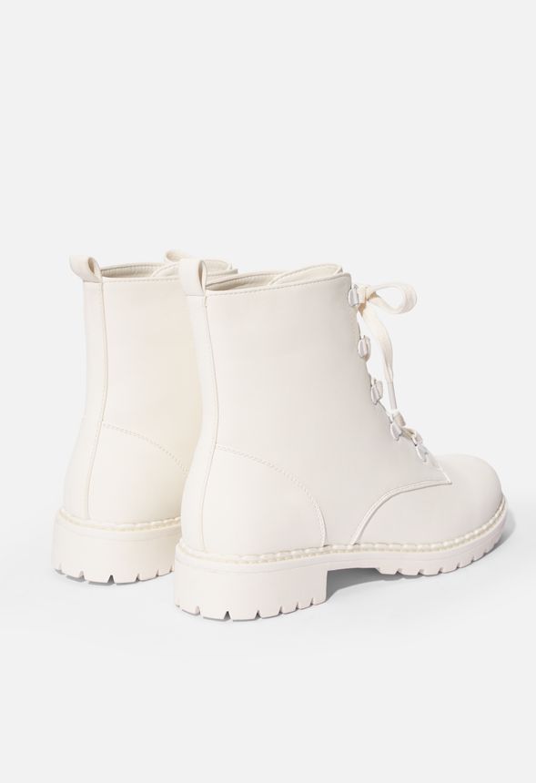 Jordyn Lug Sole Combat Boot in White - Get great deals at JustFab