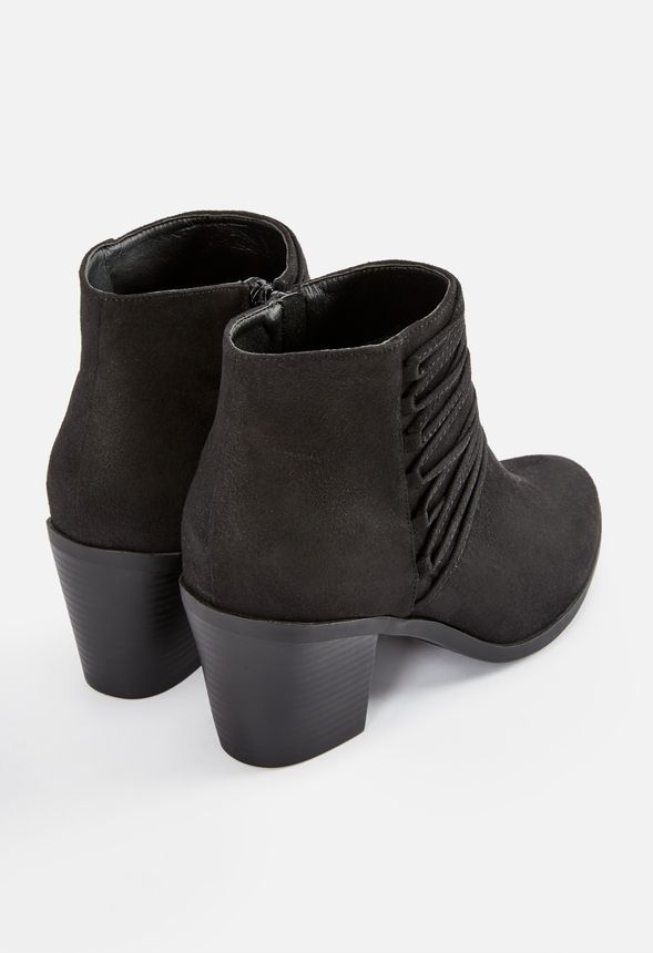 Safiya Textured Block Heel Bootie in Black - Get great deals at JustFab