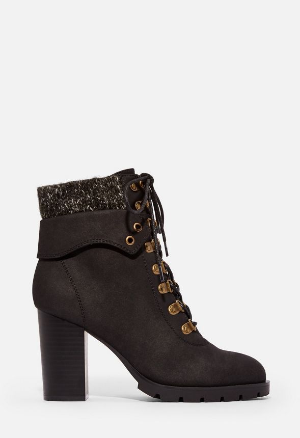 Keltie Lace-Up Bootie in Black - Get great deals at JustFab