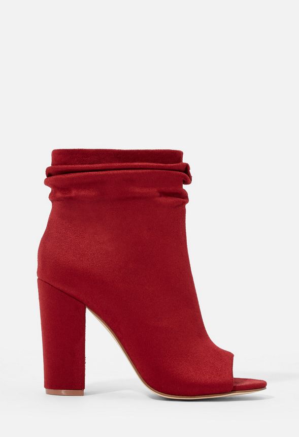 red peep toe bootie heels