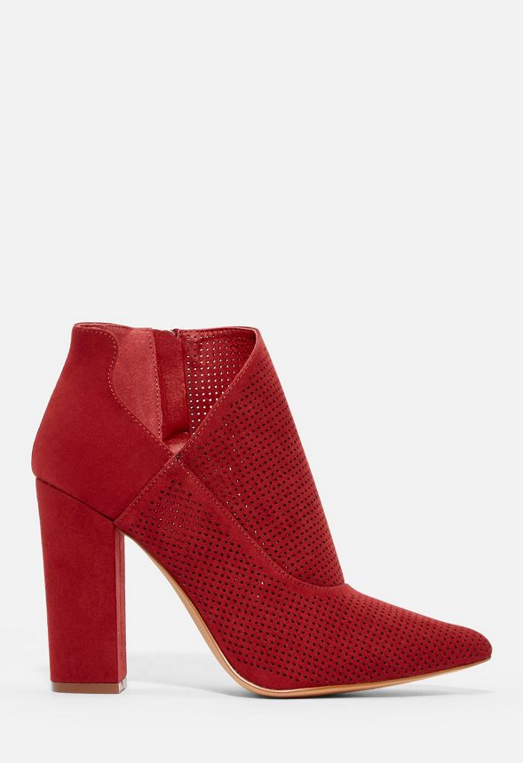 Chic Peek Perforated Heeled Bootie in Brick - Get great deals at JustFab