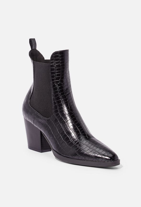 Tyla Ankle Boot in BLACK CROC - Get great deals at JustFab