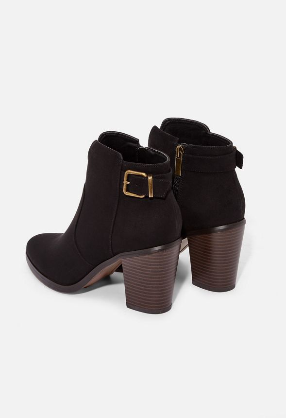 black bootie with block heel