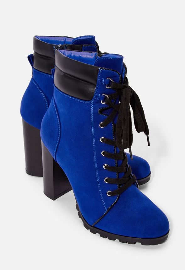 Audra Lace-Up Hiker Boot in Cobalt - Get great deals at JustFab