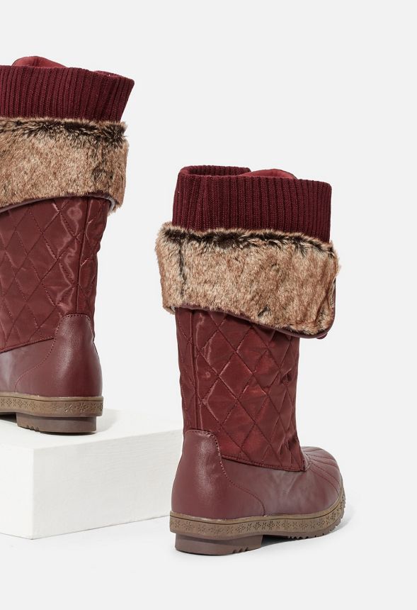 Jenett Quilted Lace-Up Winter Boot in Burgundy - Get great deals at JustFab