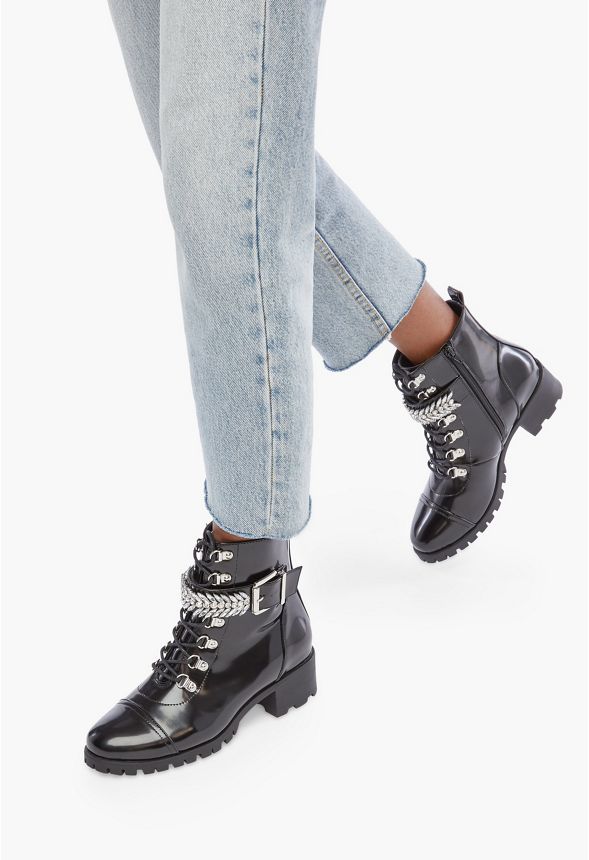 Paige Combat Boot in Black - Get great deals at JustFab