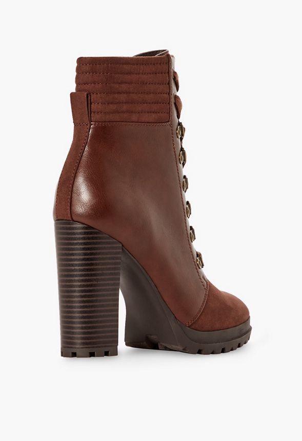 Shandee Lace-Up Bootie in Chocolate - Get great deals at JustFab