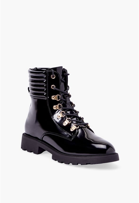 oriëntatie lening Groene achtergrond Claudine Lace-Up Lug Sole Hiker Boot in Black - Get great deals at JustFab