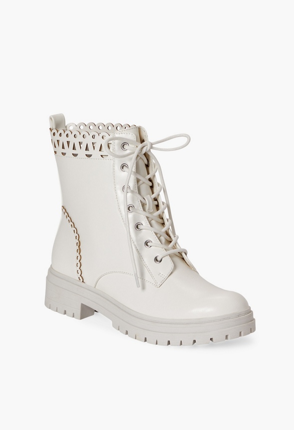 justfab white combat boots