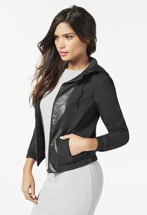 Hooded Bomber in Black - Get great deals at JustFab