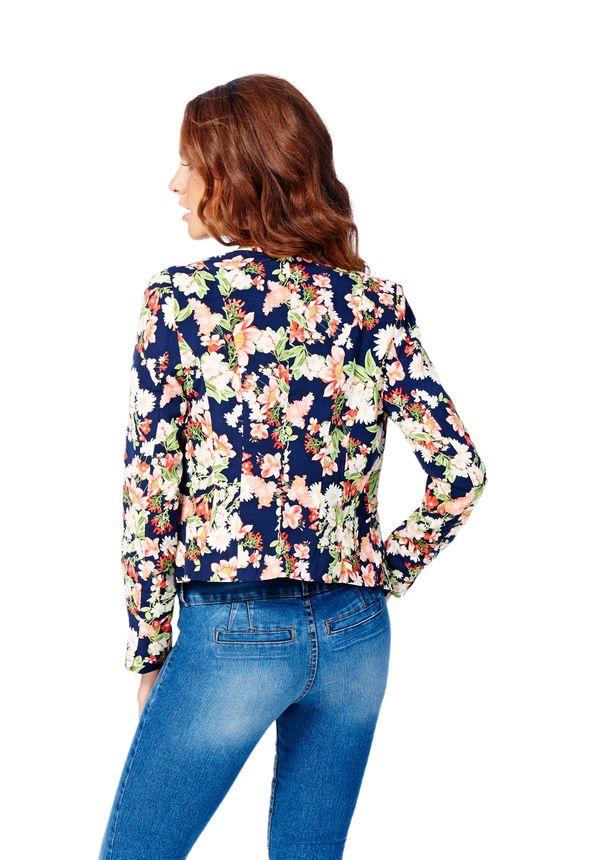 Floral Print Blazer in Navy/Multi - Get great deals at JustFab
