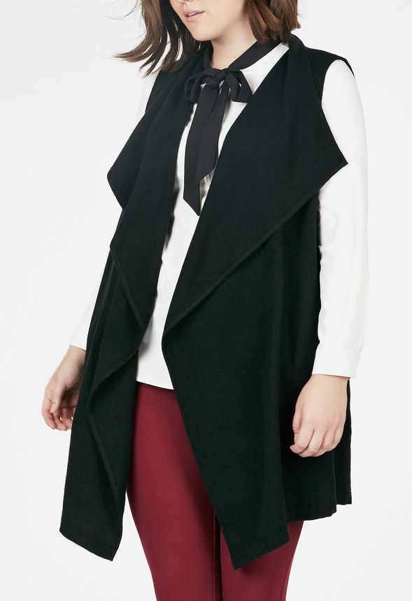 Long Drape Front Vest in Long Drape Front Vest Get great deals at JustFab