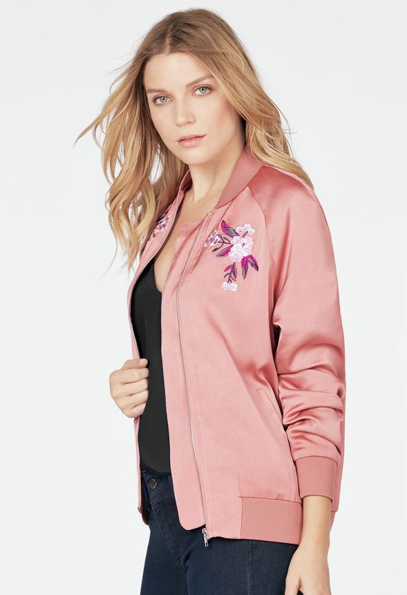 Embroidered Bomber in Vintage Pink - Get great deals at JustFab