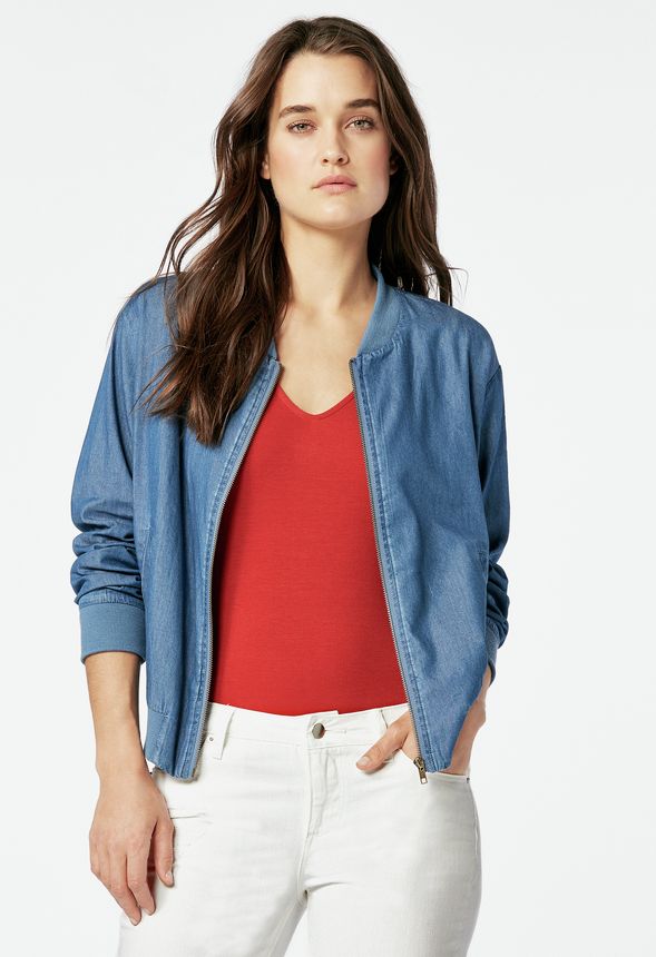 Chambray Bomber Jacket in Chambray Bomber Jacket - Get great deals at ...