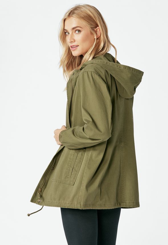 Hooded Jacket in Dark Olive - Get great deals at JustFab